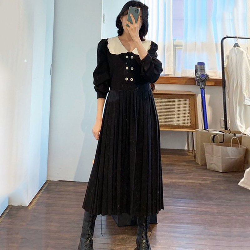 2021 Elegant Spring Women New Chic Fashion Vintage Long Sleeve Buttons Female Pleated Es Mujer Lr2d, Black
2021 Elegant Spring Women New Chic Fashion Vintage Long Sleeve Buttons Female Pleated Es Mujer Lr2d, Black