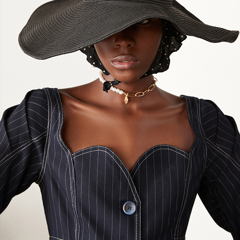 TWOTYLE Vintage Striped Coats For Women Square Collar Puff Long Sleeve Tunic Short Jackets Female Fashion Clothing 201017