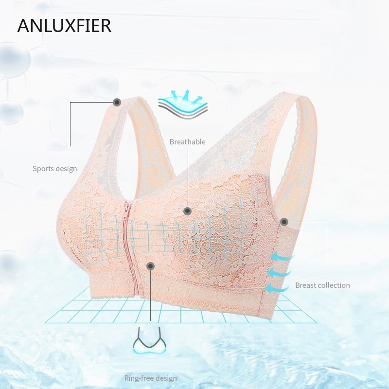H9669 Special Bra Underwear Mastectomy Artificial Prosthesis Bra Women Front Button Zipper Lace Sexy Thin Gather Bras Lingerie 201202