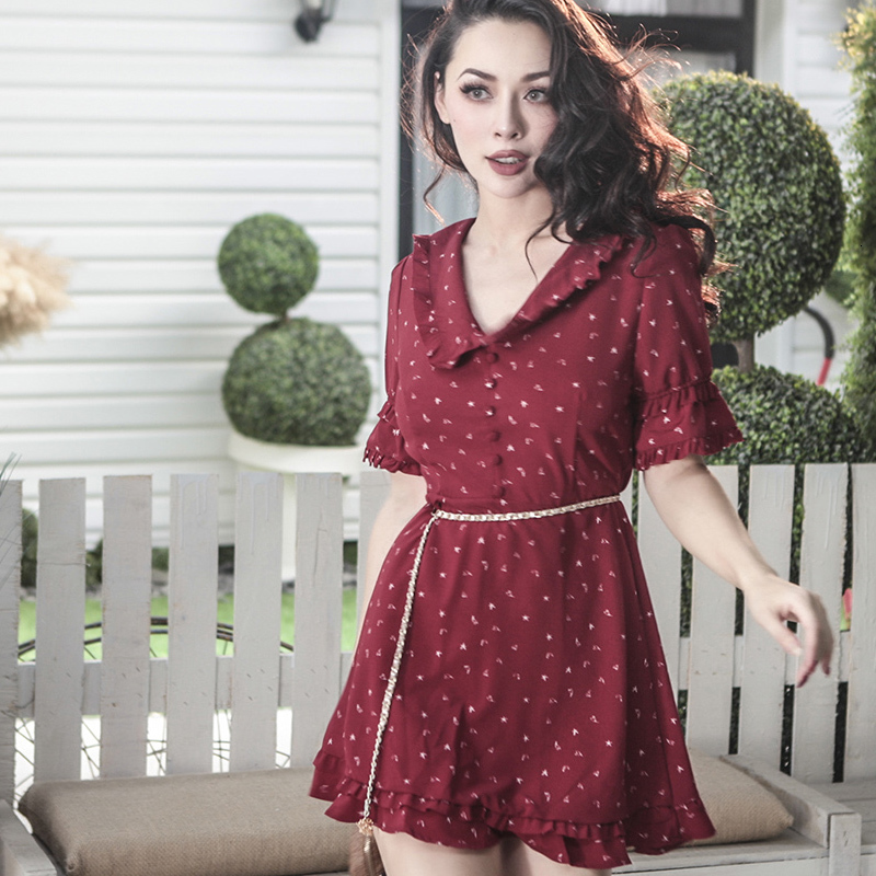 2021 Vintage Summer Peter Pan Collar As Baboon-type Enlargement the Glove of Slim High Rise Type Dressed in Chiffon Resirable Tissue VNVM, Bordeaux reded.
2021 Vintage Summer Peter Pan Collar As Baboon-type Enlargement the Glove of Slim High Rise Type Dressed in Chiffon Resirable Tissue VNVM, Bordeaux reded.