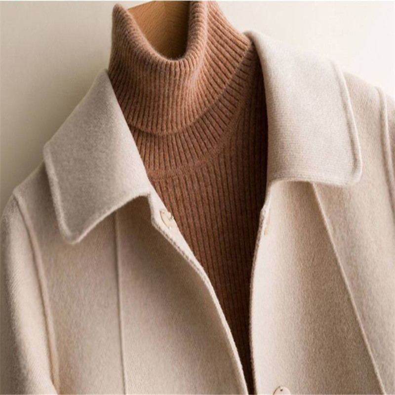 Winter Wool Coat and Jacket Women Plus Size Korean Long Jacket Warm Beige Elegant Wool Coat Cashmere Vintage Coat Cape Femme 201102