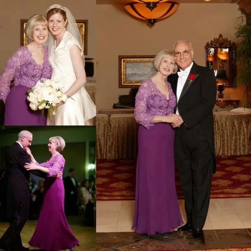 Elegant Purple Top Lace Mother of the Bride Dresses V Neck Long Mermaid Wedding Party Dress Formal Evening Gowns Plus Size Women Groom Mother's S