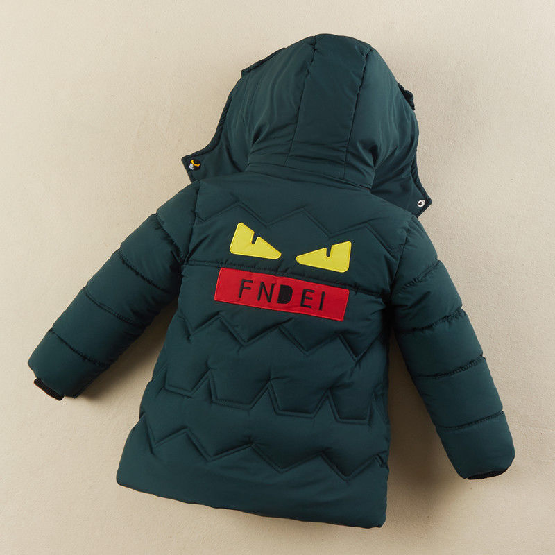 INS HOT Children's padded jacket kid's winter clothes thick handsome mid-length Wavy quilting line kids parka hooded 3 colors 201126
