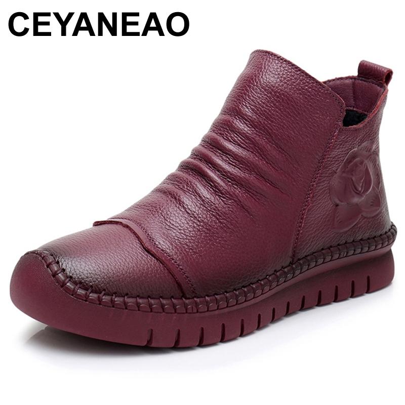 CEYANEAONew Women Snow Boots Handmade Sewing Genuine Leather Ankle Boots Soft Bottom Women Autumn Winter Warm Casual ShoesE1632, Black
CEYANEAONew Women Snow Boots Handmade Sewing Genuine Leather Ankle Boots Soft Bottom Women Autumn Winter Warm Casual ShoesE1632, Black