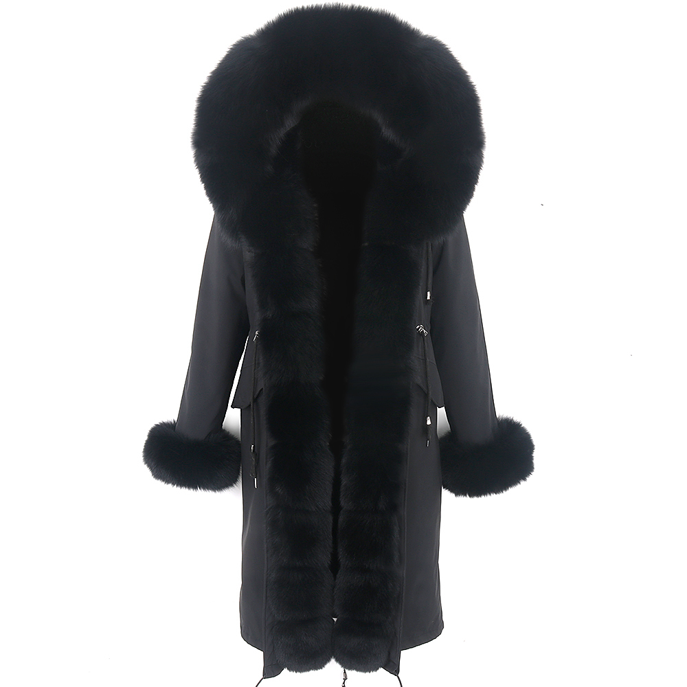 Women Winter jacket X-long waterproof parka faux fur linner Real raccoon fox fur collar hood warm streetwear for ladies new 201103