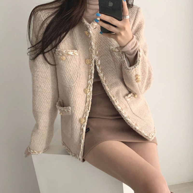 Women Fashion Outfits Two Pieces Skirt Sets Spring Elegant Tweed Jackets&Sheath Mini Dress Suits Korean Chic 2pc Dress Sets T200325