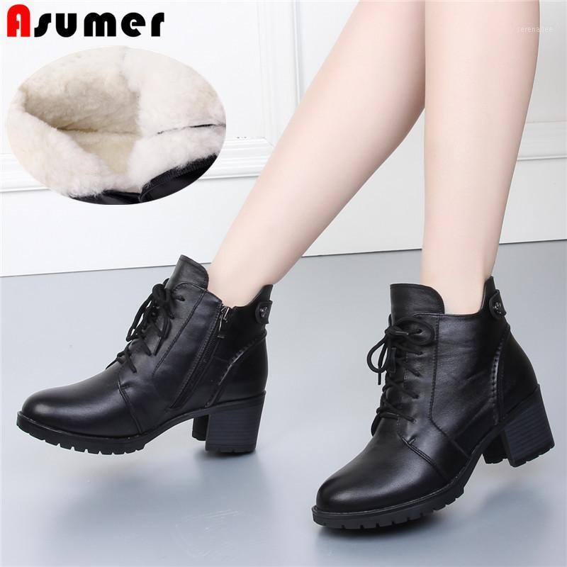 ASUMER 2020 new winter genuine leather boots round toe zip ladies ankle boots high heels shoes keep warm wool snow women1, Black
ASUMER 2020 new winter genuine leather boots round toe zip ladies ankle boots high heels shoes keep warm wool snow women1, Black