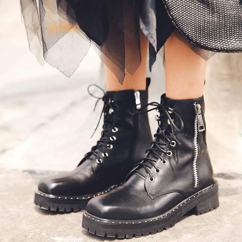 Motorcycle boots women's new winter shoes cow leather cross-tied punk rock rivets ankle boots botas mujer1, Black
Motorcycle boots women's new winter shoes cow leather cross-tied punk rock rivets ankle boots botas mujer1, Black