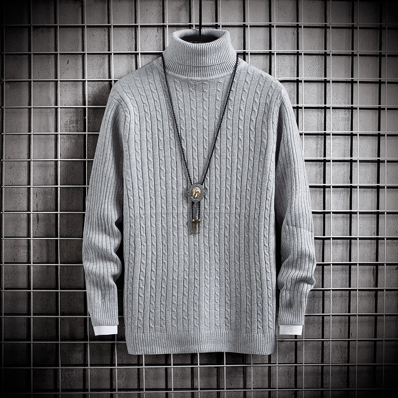 Turtleneck slim sweater men autumn winter kintted pullovers mens wool warm sweaters o-neck solid color knitwears streetwear 201211