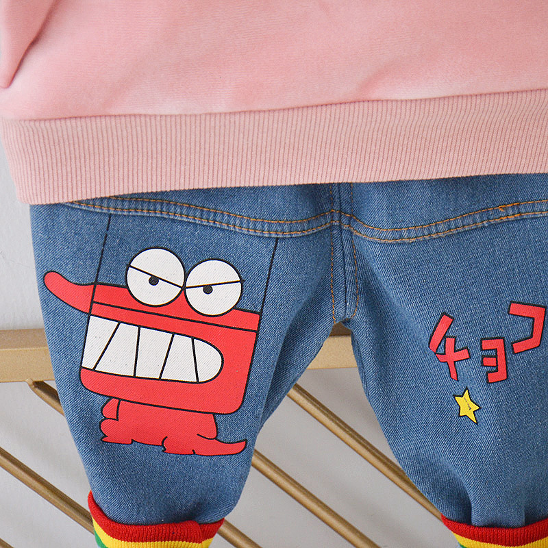 Autumn Winter New Baby Clothes Children Boy Girl Plus Velvet Tthick Cotton Hoodies Pants 2Pcs Set Toddler Kid Casual ClothingX1019