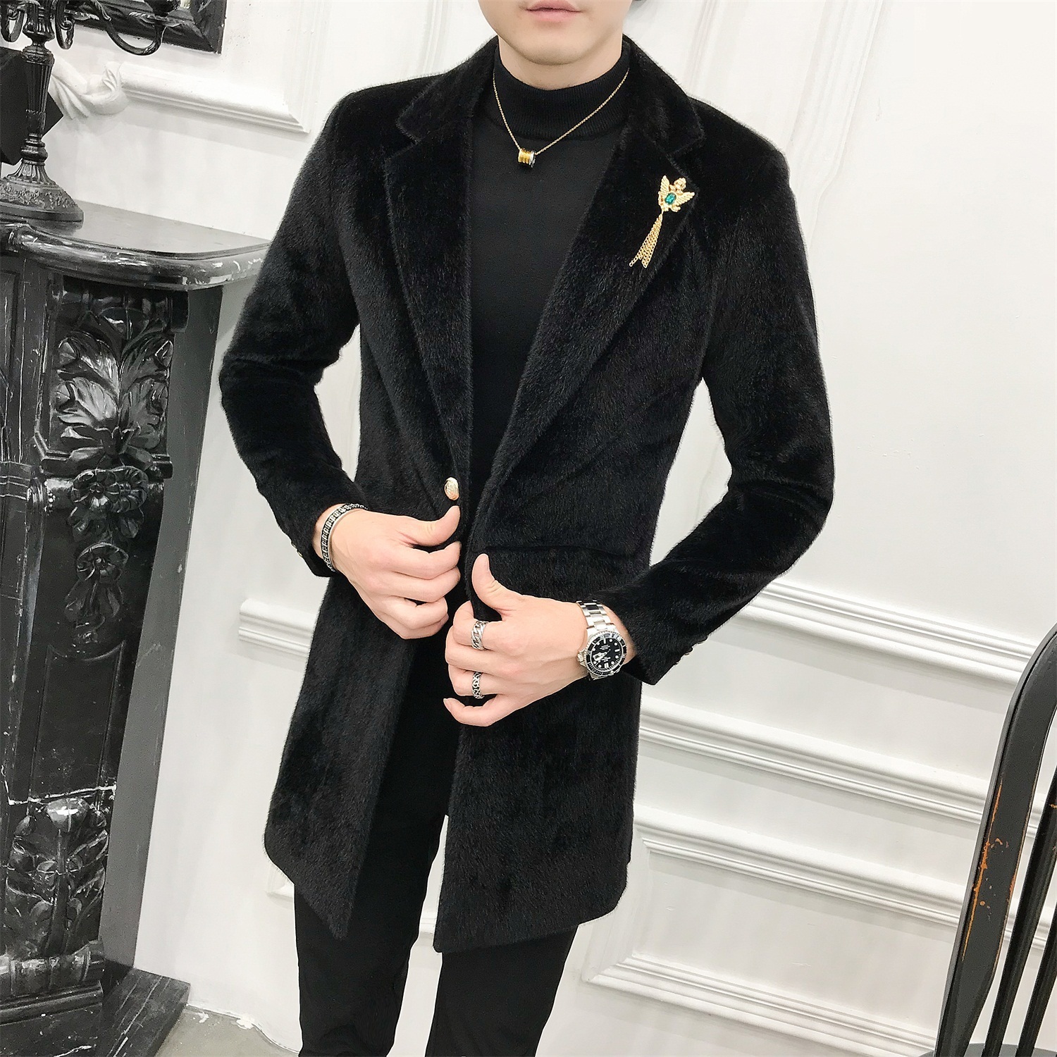 Luxury Mens Long Coats Black Velvet Long Trench Coat Mens Wool Coats Gentleman Long Jackets Slim Fit Elegant Abrigos Hombre Blue LJ201110, Gray
Luxury Mens Long Coats Black Velvet Long Trench Coat Mens Wool Coats Gentleman Long Jackets Slim Fit Elegant Abrigos Hombre Blue LJ201110, Gray