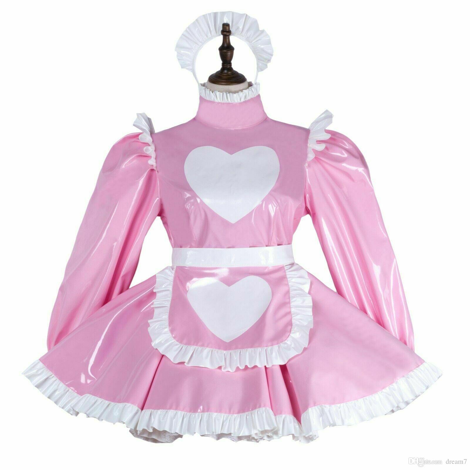 Heavy PVC sissy maid dress cross dressers Tailor-made, Pink