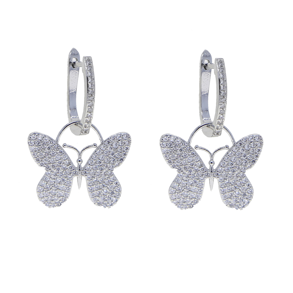 2024 Trendy Butterfly Earring Charm Vintage Frosted Butterfly Hoop Huggie Earring Gold Silver Color Small Round Hoop Earring Jewelry