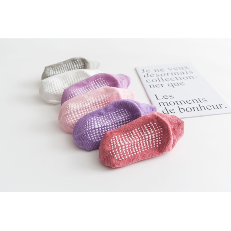 6 Pairs/lot 0 to 6 Yrs Cotton Children's Anti-slip Boat Socks Low Cut Floor Sock For Kid With Rubber Grips Four Season LJ200828