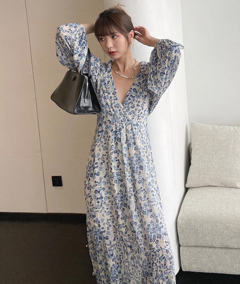 Casual Dresses Sexy Slim Vintage Temperament V Neck Long Sleeve Blue Floral Chiffon Dress Women Vestidos Mujer Fresh Gentle Korean Fashion, Black;gray
Casual Dresses Sexy Slim Vintage Temperament V Neck Long Sleeve Blue Floral Chiffon Dress Women Vestidos Mujer Fresh Gentle Korean Fashion, Black;gray