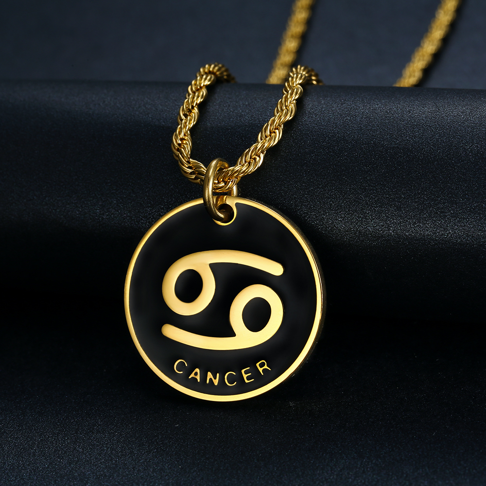 Zodiac Sign 12 Pendant Necklace for Women Men Gold Color Stainless Steel Womens Mens Chain Gift Fashion Jewelry 201013