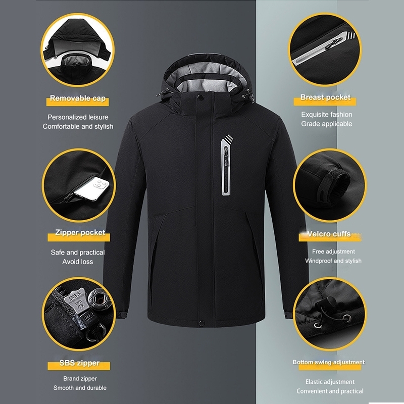 PARATAGO Men Heating Jacket Winter Electric Heated Clothes USB Charging Waterproof Windbreaker Heat Outdoor Skiing Coat P1138 201128
