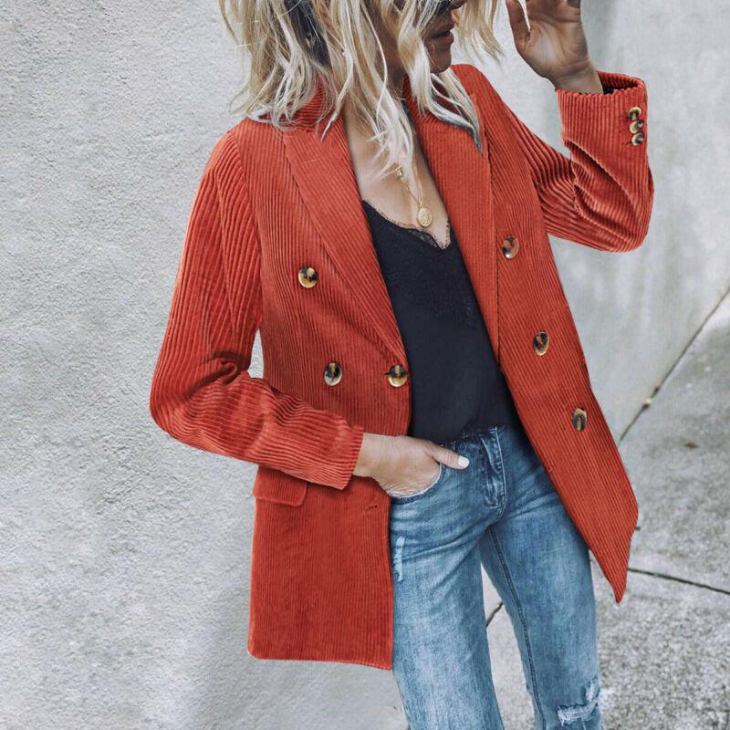 Women Ladies Double Breasted Casual Blazer Coat Solid Corduroy Loose Slim Casual Jacket Coat 2020 Autumn New, Black
Women Ladies Double Breasted Casual Blazer Coat Solid Corduroy Loose Slim Casual Jacket Coat 2020 Autumn New, Black