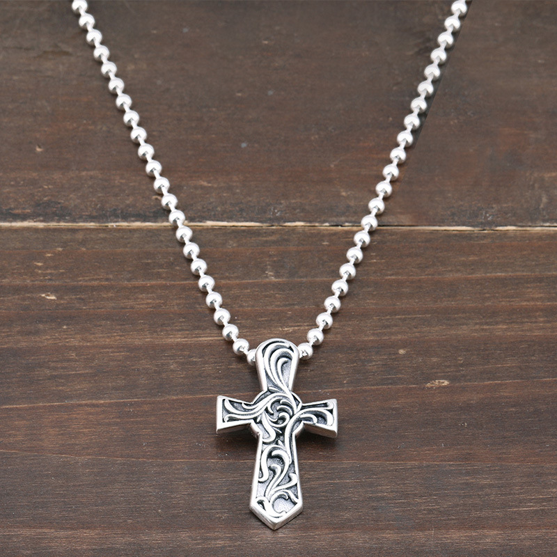 Gothic new 925 sterling silver jewelry antique silver hand-made American designer scroll crosses necklace pendants without chain
