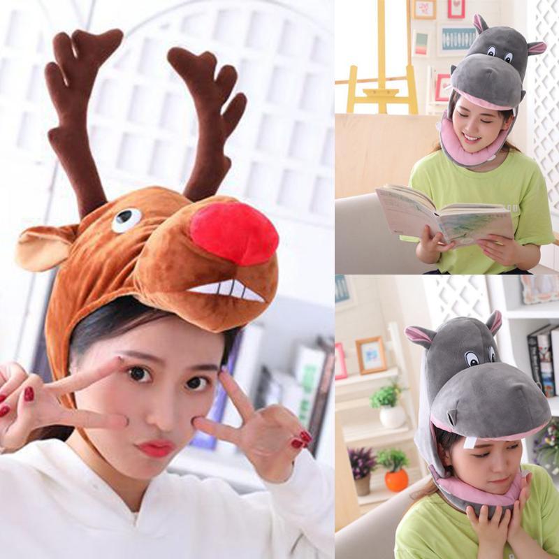 Seahorse Elk Hat Funny Animal Cute Ear Hat Cap Head Cover Plush Christmas Party Kindergarten Performance Props T4