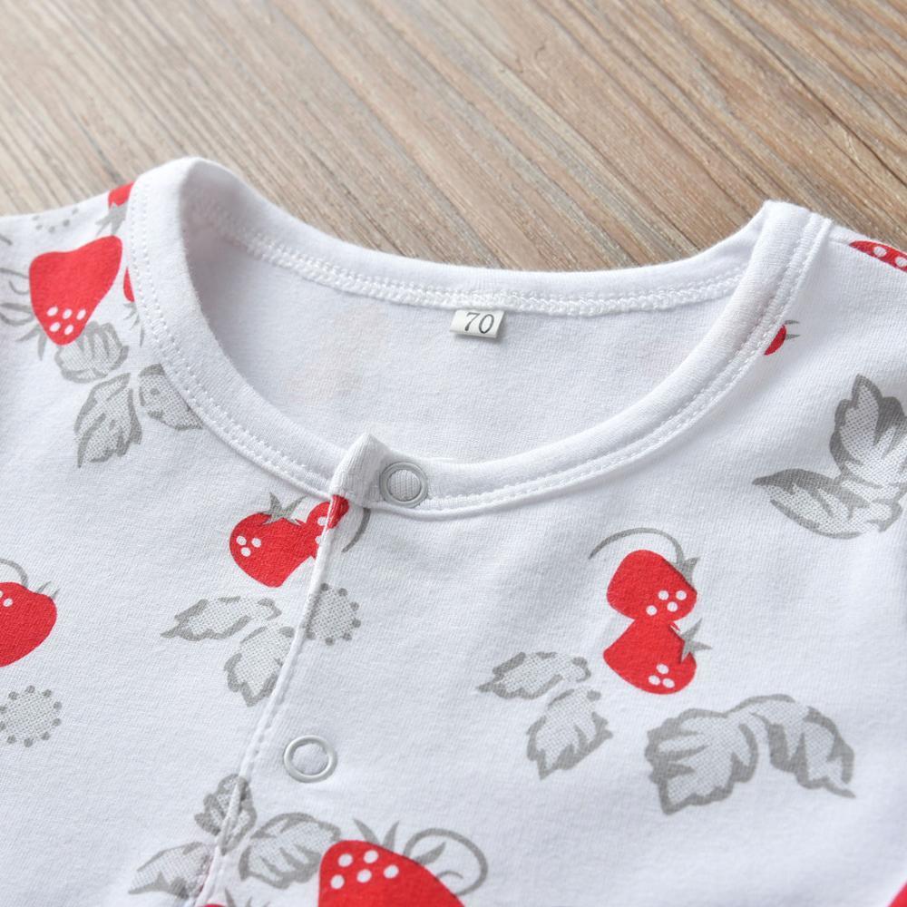 Newborn Baby Girls Romper Cute Strawberry Print Cotton Long Sleeve Jumpsuit Autumn Outfit Clothes Infant Toddler Clothing 201027
