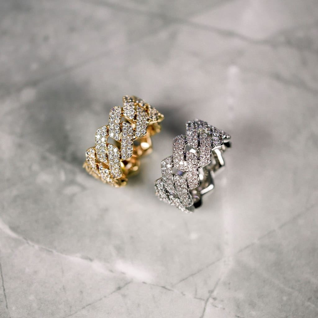 2024 Wholesale High Quality Hip Hop Men Jewelry Micro Pave 5A CZ Iced Out Bling Cuban Link Chain Band Finger Rings Drop Ship