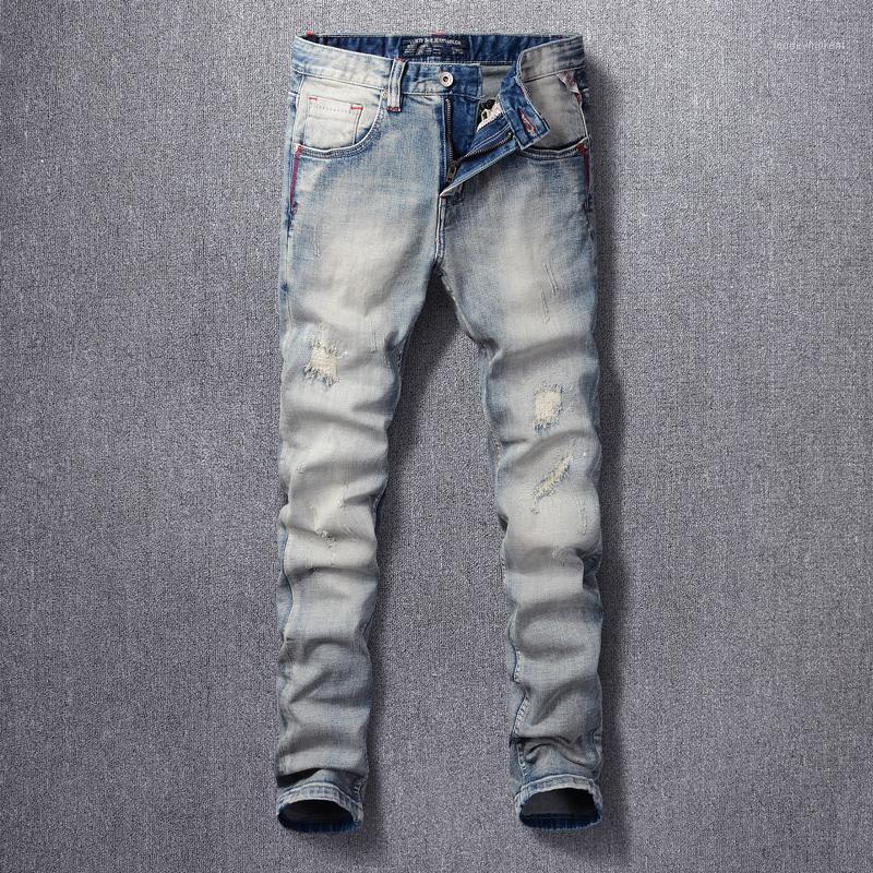 Italian Style Fashion Men Jeans Retro Light Blue Elastic Slim Ripped Denim Trousers High Quality Vintage Designer Cotton Pants1
Italian Style Fashion Men Jeans Retro Light Blue Elastic Slim Ripped Denim Trousers High Quality Vintage Designer Cotton Pants1