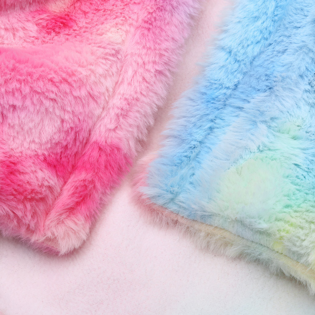 Women Rainbow Faux Fur Coat Jacket Colorful Artificial Wool Collar Hooded Long Sleeve Thicken Warm Coats And Jackets Women 2019 T200111