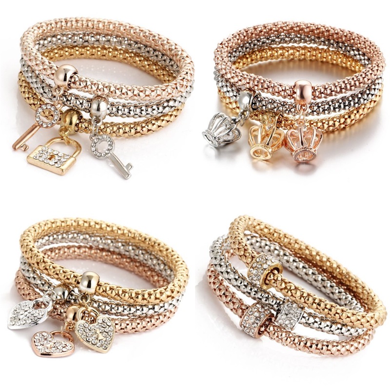 Tricolor Suit Rhinestone Charm Bracelet Jewelry Set Women Pendants Bangle Fashion Elastic Force Butterfly Chain Love Heart 5 99hs F2B
Tricolor Suit Rhinestone Charm Bracelet Jewelry Set Women Pendants Bangle Fashion Elastic Force Butterfly Chain Love Heart 5 99hs F2B