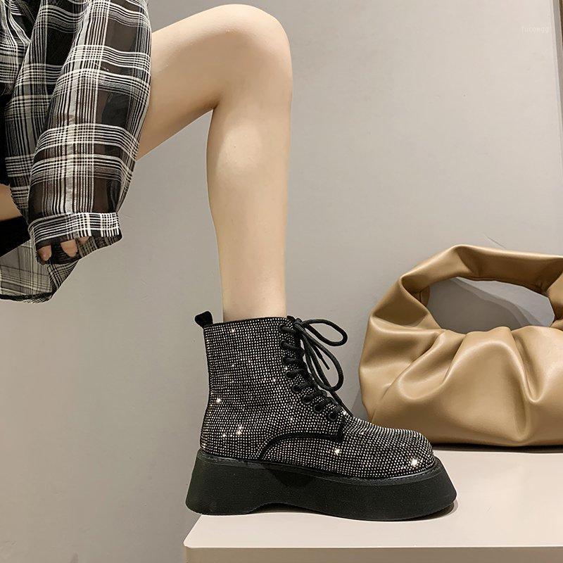 Lace Up Boots Brand Women's Shoes Round Toe Flat Heel Crystal Boots-Women Winter Footwear Riding Fashion Rock Ankle Ladies Med1
Lace Up Boots Brand Women's Shoes Round Toe Flat Heel Crystal Boots-Women Winter Footwear Riding Fashion Rock Ankle Ladies Med1
