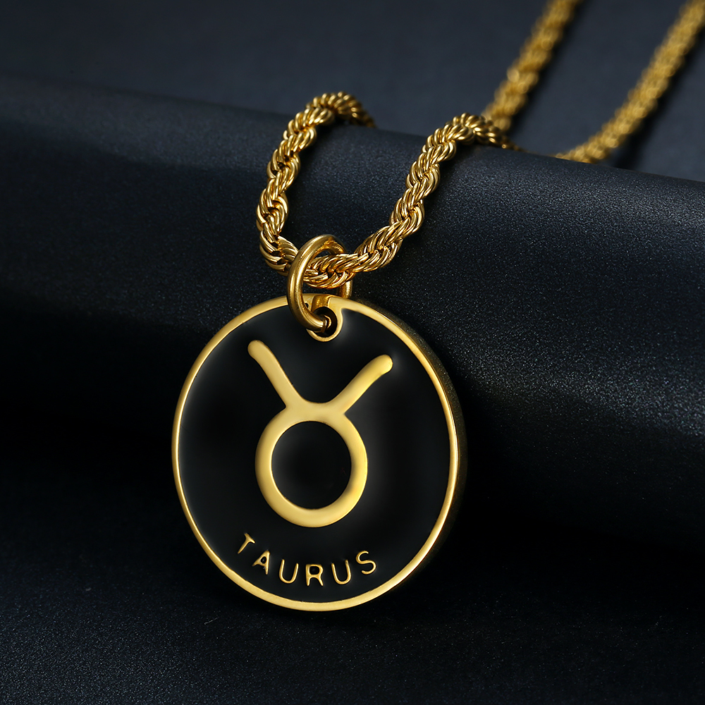 Zodiac Sign 12 Pendant Necklace for Women Men Gold Color Stainless Steel Womens Mens Chain Gift Fashion Jewelry 201013