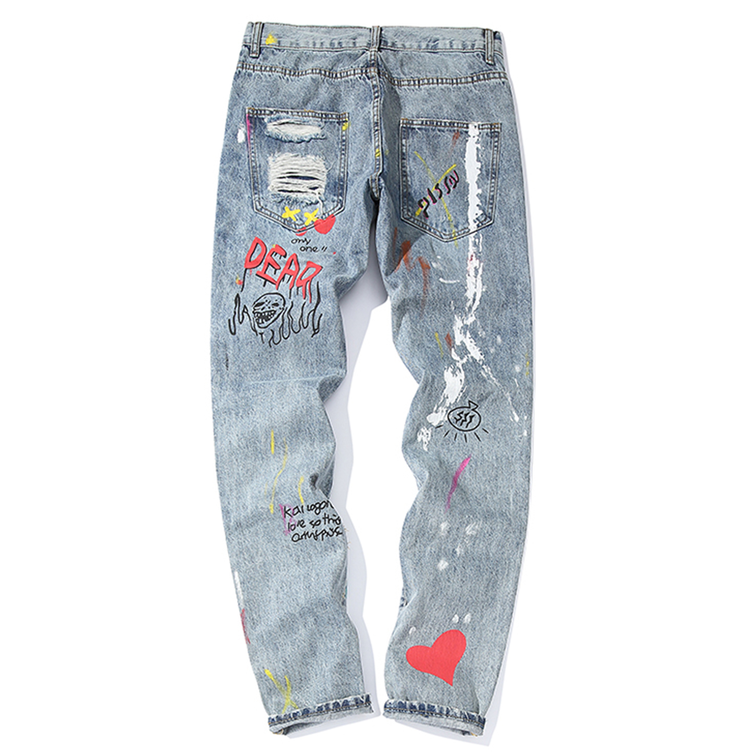 11 BYBB'S DARK Funny Graffiti Hole Jeans Mens Harajuku Hip Hop Trousers Casual Joggers Male Harem Cargo Pants Streetwear 201128