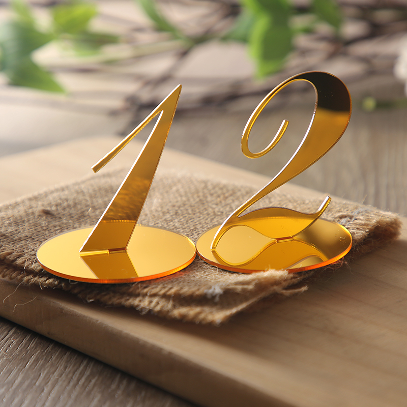 10pcs Wedding Table Numbers decoration for Wedding centerpieces Gold Mirror Acrylic Signs Reception number decor Freestanding 200929
