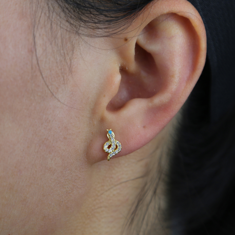 new arrived 100 silver fine snake stud earring with cz paved mini 925 sterling silver tiny animals cute stud wedding earring drop ship