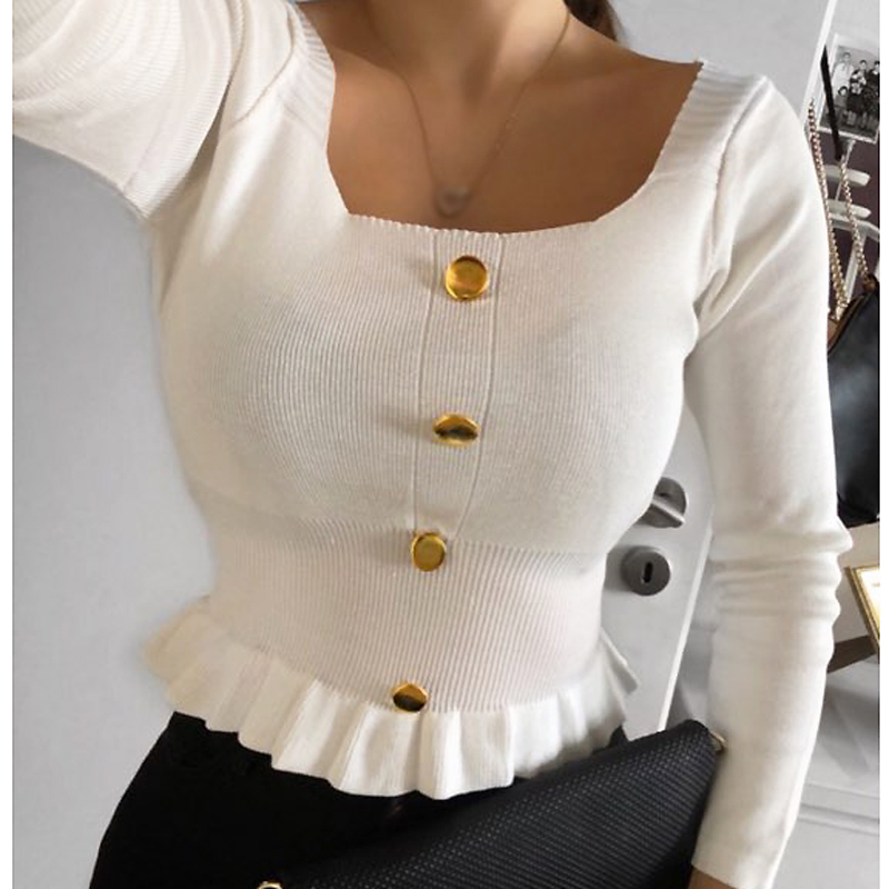 Gagarich Women Sweater Korean Version Long Sleeve Sweet Solid Short Girl Early Autumn Knitted Pullovers 201221