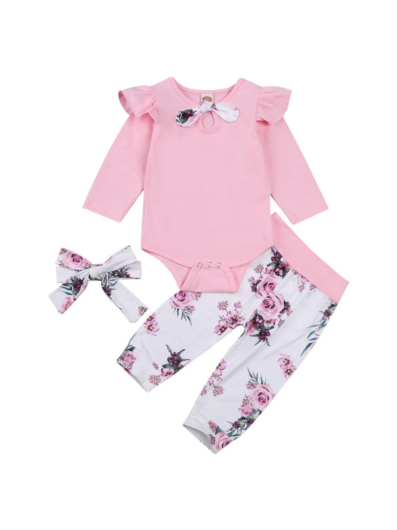 Baby Girl Top, Floral Pants Suit, Round Neck Long Ruffle Sleeve Romper, Warm Loose Jogger Trousers, Headband Spring Autumn, Pink
Baby Girl Top, Floral Pants Suit, Round Neck Long Ruffle Sleeve Romper, Warm Loose Jogger Trousers, Headband Spring Autumn, Pink