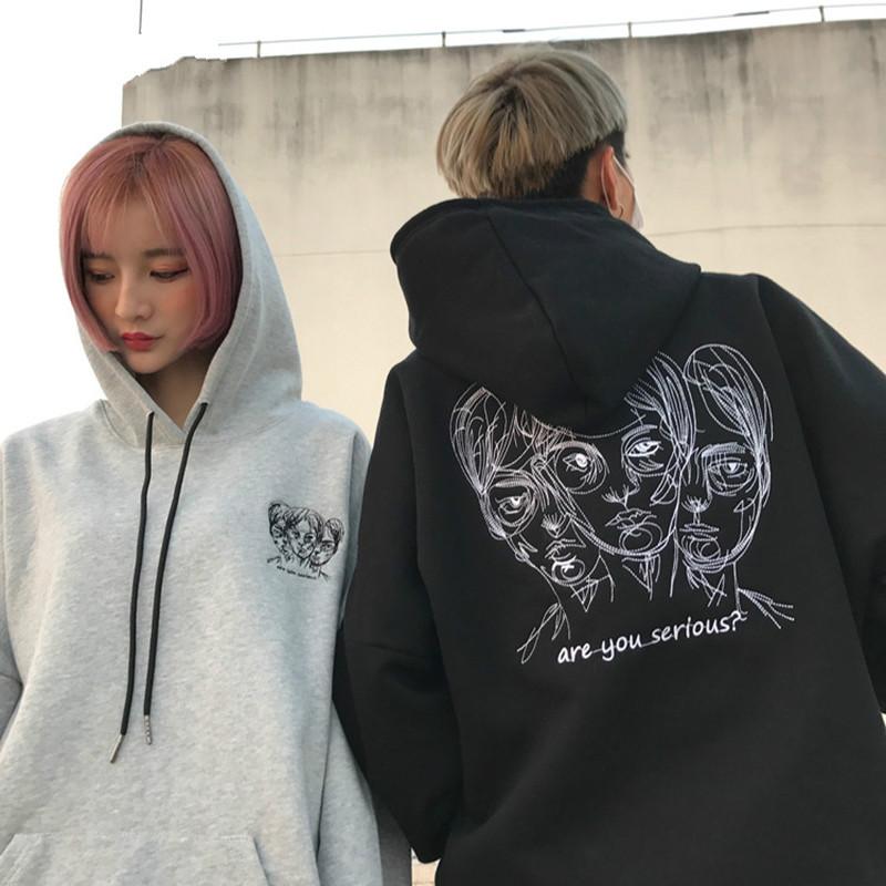 Lychee Girls Head Embroidery Hooded Fleece Sweatshirt Long Sleeve Pocket Hoodies Autumn Winter Casual Loose Streetwear Pullovers, Black 
Lychee Girls Head Embroidery Hooded Fleece Sweatshirt Long Sleeve Pocket Hoodies Autumn Winter Casual Loose Streetwear Pullovers, Black