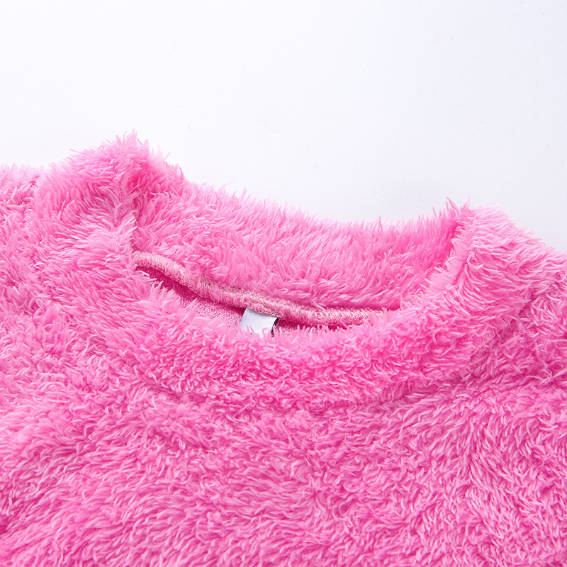 ANJAMANOR Hot Pink Long Sleeve Mini Bodycon Sexy Sweater Dress Winter Pink Fluffy Cute Party Club Wear Casual Vestidos D77-I80 T200707