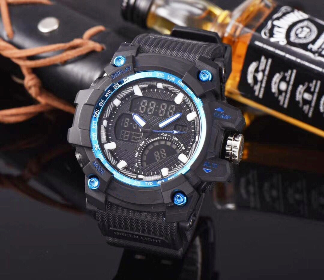 Dual display men's LED digital watch iced out watch sports casual watch world time waterproof and shockproof
Dual display men's LED digital watch iced out watch sports casual watch world time waterproof and shockproof
