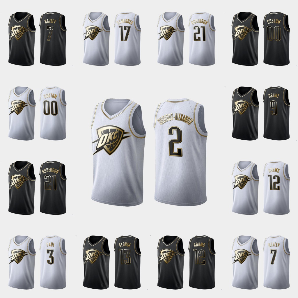 Oklahoma City Thunder Men Danilo Gallinari Shai Gilgeous-Alexander Steven Adams Chris Paul NBA Golden Edition Custom Jersey, Black
Oklahoma City Thunder Men Danilo Gallinari Shai Gilgeous-Alexander Steven Adams Chris Paul NBA Golden Edition Custom Jersey, Black