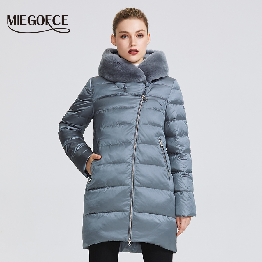 MIEGOFCE Winter Women's Collection Women's Warm Jacket Coat Winter Windproof Stand-Up Collar With Hood and Rabbit Fur Parka 201214