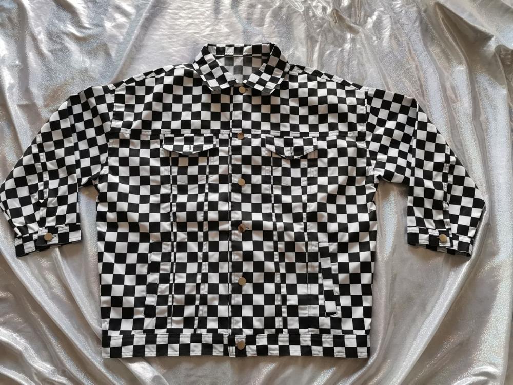 Women Vintage Plaid Checkered Long Oversize Jacket Coat Female Long Sleeve Turn-down Collar Casual Outerwear Feminino Overcoat 201017