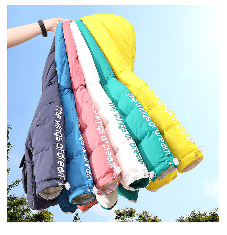 New Winter Children's Down Jackets Boys&Girls Korean Style Trend Printing Hooded Zipper Coats Kids Fashion Short Outwears 201125