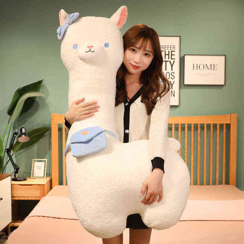 Big Alpaca Pillow Plush Toy Stuffed Plushie Sheep Llama Doll Animal Toys for Kids Soft Cushion Home Bed Decor Baby Birthday Gift AA220314