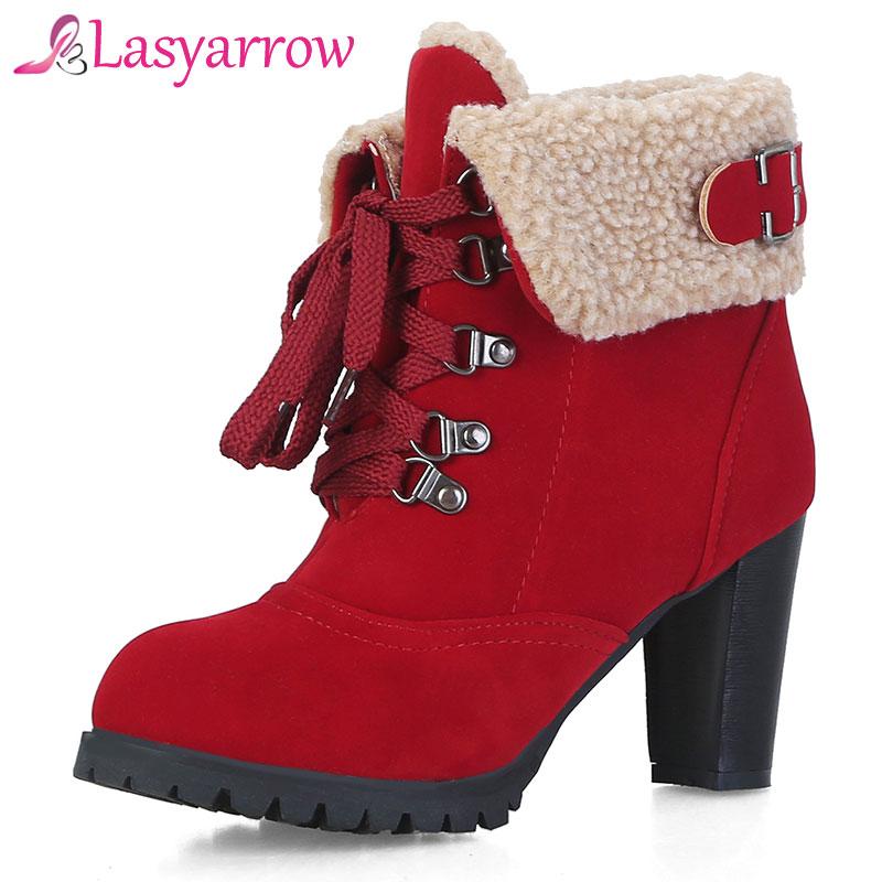 Lasyarrow Women Winter Ankle Boots Lace Up Square Heels Western Autumn Stiletto High Heels Ankle Boots Plus Fur Snow F447, Black
Lasyarrow Women Winter Ankle Boots Lace Up Square Heels Western Autumn Stiletto High Heels Ankle Boots Plus Fur Snow F447, Black