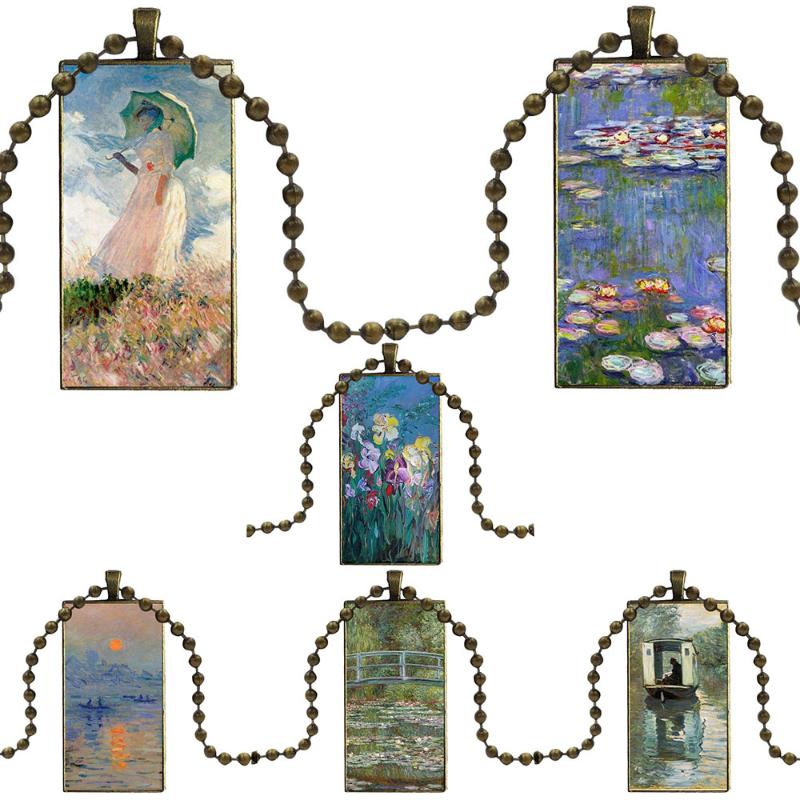 Jewelry With Steel Plated Glass Cabochon Choker Long Pendant Rectangle Necklace For Kids Beads Claude Monet Impressionism
Jewelry With Steel Plated Glass Cabochon Choker Long Pendant Rectangle Necklace For Kids Beads Claude Monet Impressionism