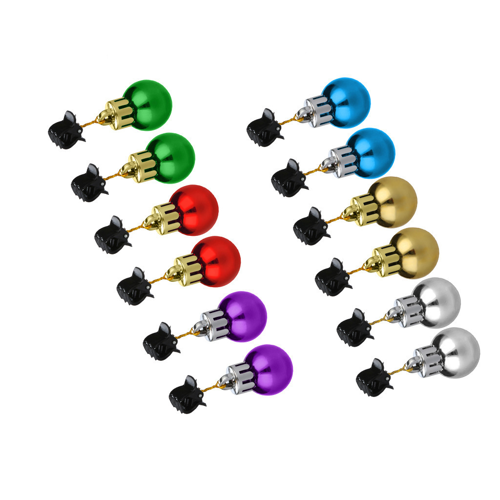 12pcs Christmas Ball Ornaments Baubles Clips Shiny Easy Attach High Gloss Facial Hair Clips Beard Bauble For Events Party