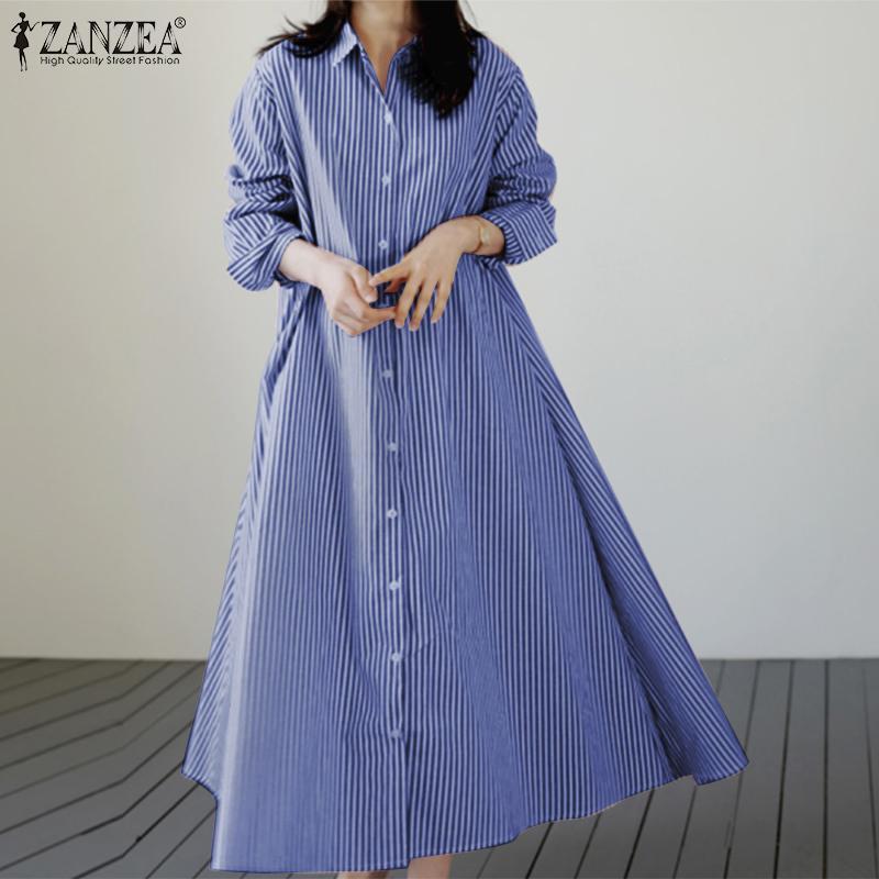 ZANZEA 2020 Women Striped Dress Summer Spring Long Maxi Dresses Long Sleeve Tunic Button Lapel Casual Vestidos Plus Size -5XL, Black
ZANZEA 2020 Women Striped Dress Summer Spring Long Maxi Dresses Long Sleeve Tunic Button Lapel Casual Vestidos Plus Size -5XL, Black