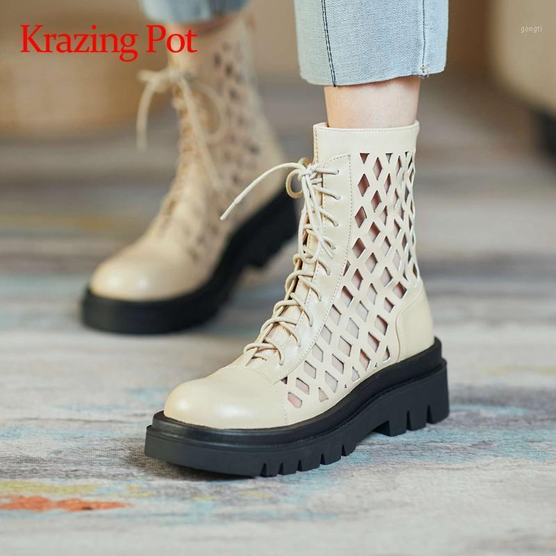 Krazing pot 2021 early spring new arrival big size genuine leather round toe high heels hollow cross-tied cozy ankle boots L8f31, Beige
Krazing pot 2021 early spring new arrival big size genuine leather round toe high heels hollow cross-tied cozy ankle boots L8f31, Beige
