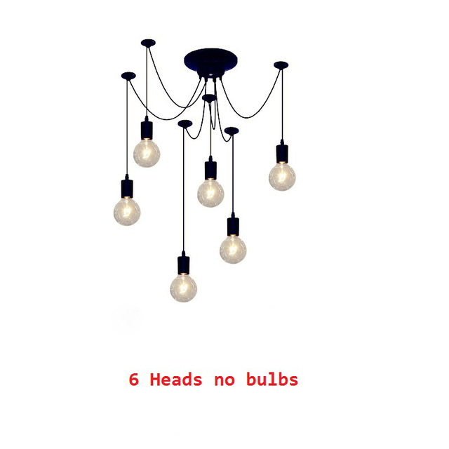 LED Chandelier DIY Art Spider Ceiling Lamp Fixture Light Hanging Nordic Retro Edison Bulb Vintage Loft Antique